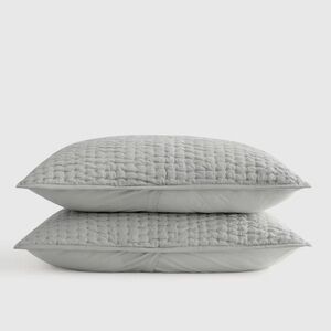 NWOT QUINCE European Linen Cotton Stitch Sham Set King Mist 3451